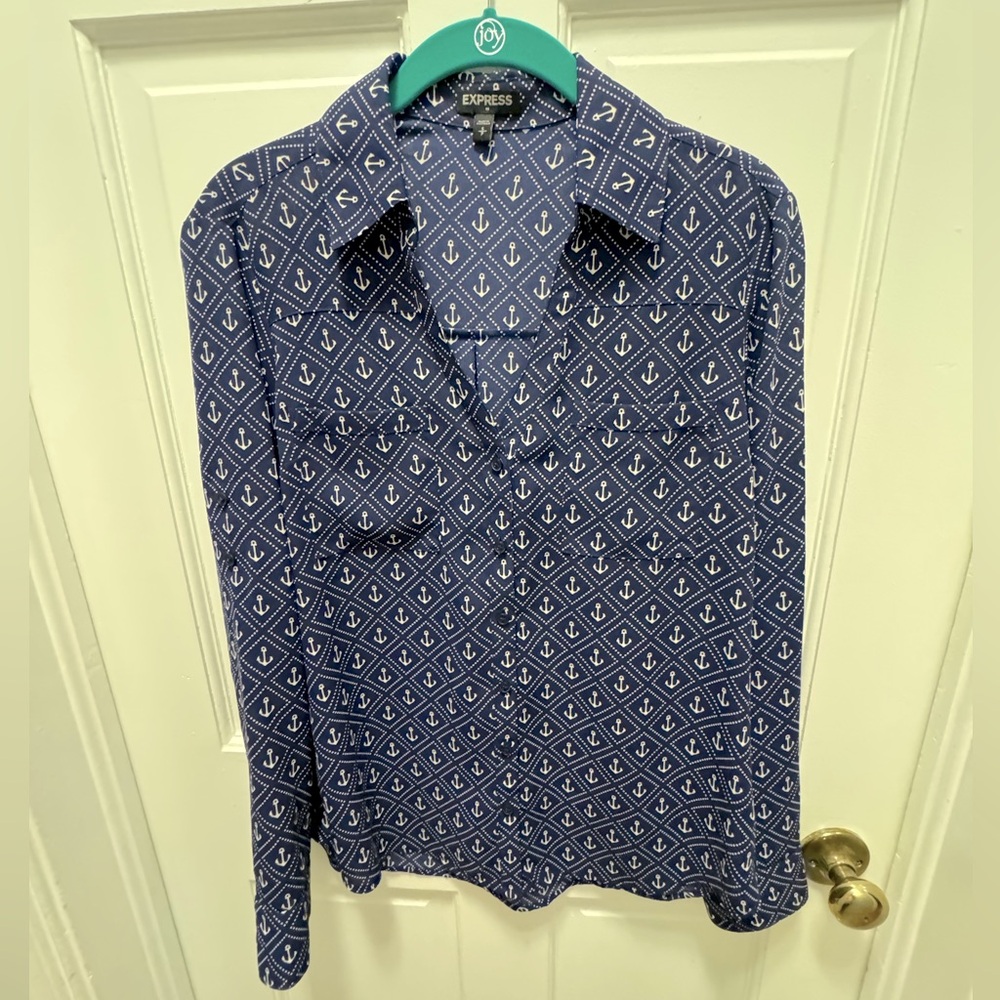 Express Anchor Button Down Blouse